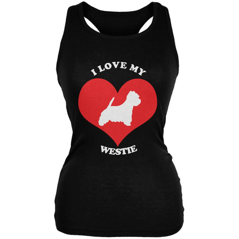 Valentines I Love My Westie Black Juniors Soft Tank Top