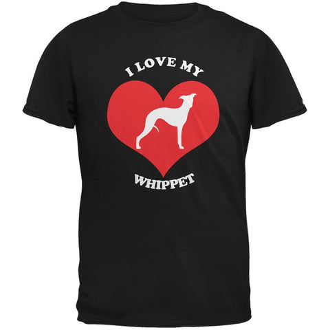 Valentines I Love My Whippet Black Adult T-Shirt