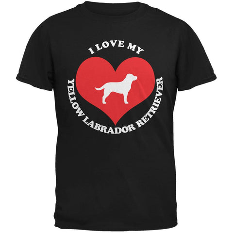 Valentines I Love My Yellow Lab Black Adult T-Shirt
