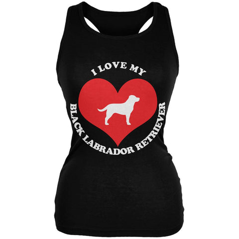 Valentines I Love My Black Lab Black Juniors Soft Tank Top