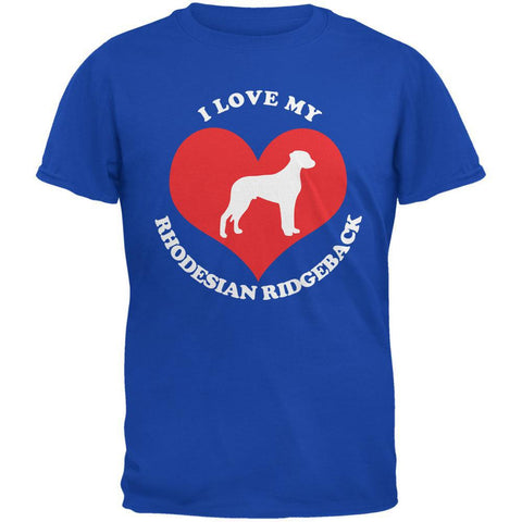 Valentines I Love My Rhodesian Ridgeback Royal Adult T-Shirt