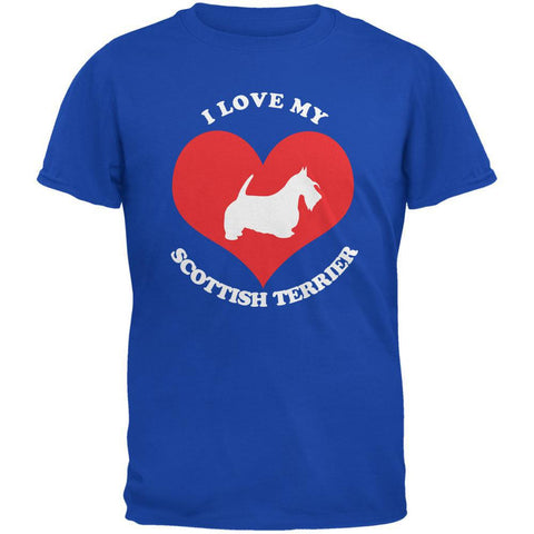 Valentines I Love My Scottish Terrier Royal Adult T-Shirt