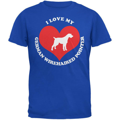 Valentines I Love My German Wirehaired Pointer Royal Adult T-Shirt