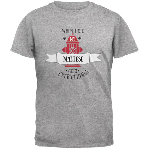 Funny When I Die Maltese Heather Grey Adult T-Shirt