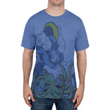 The Octopus Breathes Salty All Over Heather Blue Adult T-Shirt