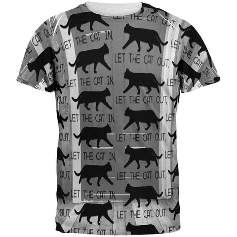 Let The Cat In Out All Over Adult T-Shirt