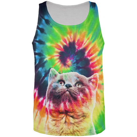 Cat Tie Dye All Over Adult Tank Top