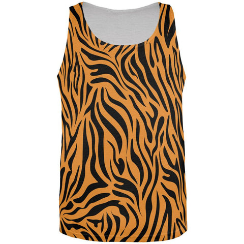 Zebra Print Sublimated Orange All Over Adult Tank Top
