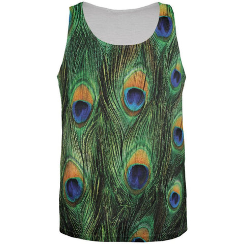 Peacock Feathers All Over Adult Tank Top