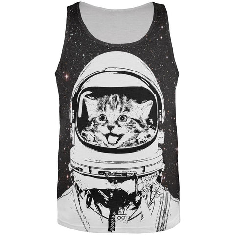 Cat Astronaut All Over Adult Tank Top