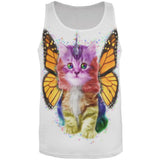 Rainbow Butterfly Unicorn Kitten Funny All Over Womens Tank Top