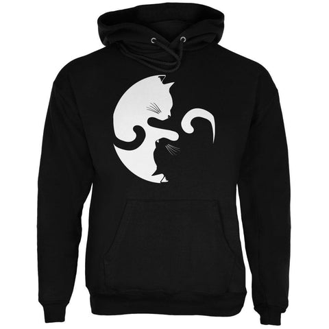 Yin Yang Cat Black Adult Hoodie